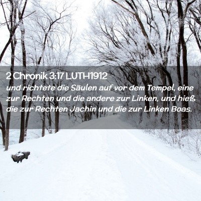 Picture 02 - 2 Chronik 3:17 LUTH1912 - und richtete die Säulen auf vor dem Tempel, eine - Bible Verse Picture