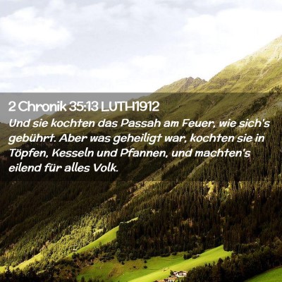 Picture 02 - 2 Chronik 35:13 LUTH1912 - Und sie kochten das Passah am Feuer, wie sich's - Bible Verse Picture