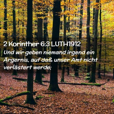 Picture 02 - 2 Korinther 6:3 LUTH1912 - Und wir geben niemand irgend ein Ärgernis, auf - Bible Verse Picture