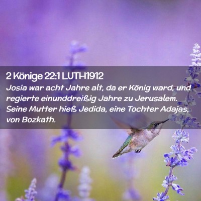 Picture 02 - 2 Könige 22:1 LUTH1912 - Josia war acht Jahre alt, da er König ward, und - Bible Verse Picture