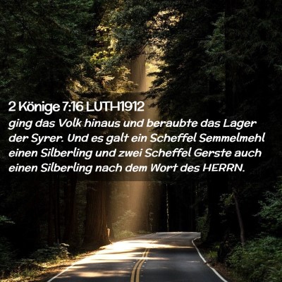 Picture 02 - 2 Könige 7:16 LUTH1912 - ging das Volk hinaus und beraubte das Lager der - Bible Verse Picture