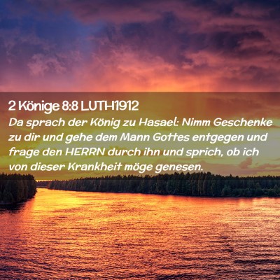 Picture 02 - 2 Könige 8:8 LUTH1912 - Da sprach der König zu Hasael: Nimm Geschenke zu - Bible Verse Picture