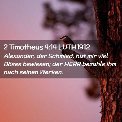 Picture 02 - 2 Timotheus 4:14 LUTH1912 - Alexander, der Schmied, hat mir viel Böses - Bible Verse Picture