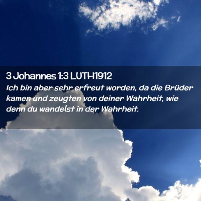 Picture 02 - 3 Johannes 1:3 LUTH1912 - Ich bin aber sehr erfreut worden, da die Brüder - Bible Verse Picture