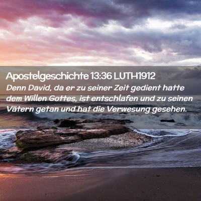 Picture 02 - Apostelgeschichte 13:36 LUTH1912 - Denn David, da er zu seiner Zeit gedient hatte - Bible Verse Picture