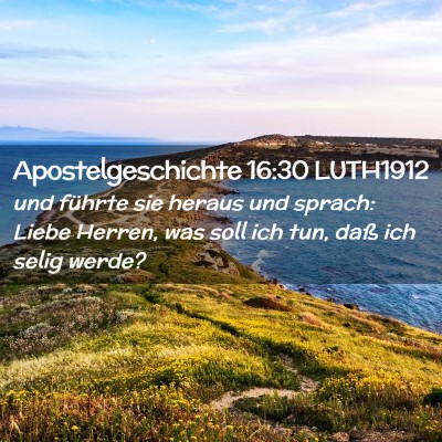 Picture 02 - Apostelgeschichte 16:30 LUTH1912 - und führte sie heraus und sprach: Liebe Herren, - Bible Verse Picture