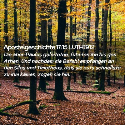 Picture 02 - Apostelgeschichte 17:15 LUTH1912 - Die aber Paulus geleiteten, führten ihn bis gen - Bible Verse Picture
