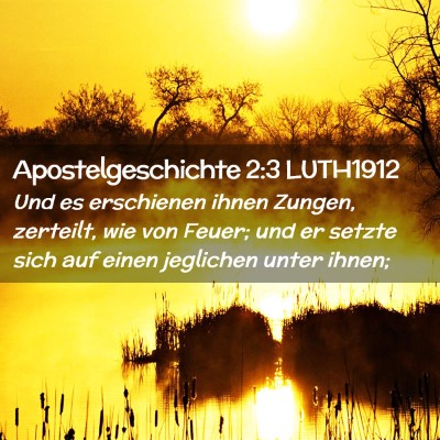 Picture 02 - Apostelgeschichte 2:3 LUTH1912 - Und es erschienen ihnen Zungen, zerteilt, wie von - Bible Verse Picture