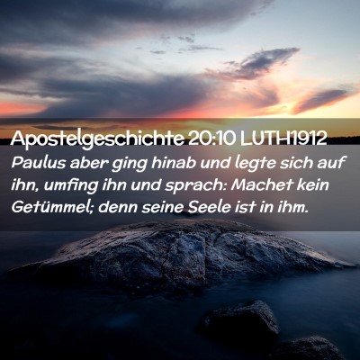 Picture 02 - Apostelgeschichte 20:10 LUTH1912 - Paulus aber ging hinab und legte sich auf ihn, - Bible Verse Picture