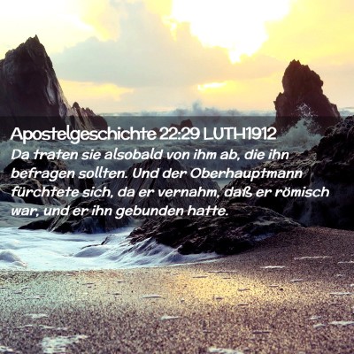 Picture 02 - Apostelgeschichte 22:29 LUTH1912 - Da traten sie alsobald von ihm ab, die ihn - Bible Verse Picture