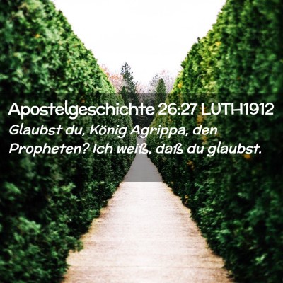 Picture 02 - Apostelgeschichte 26:27 LUTH1912 - Glaubst du, König Agrippa, den Propheten? Ich - Bible Verse Picture