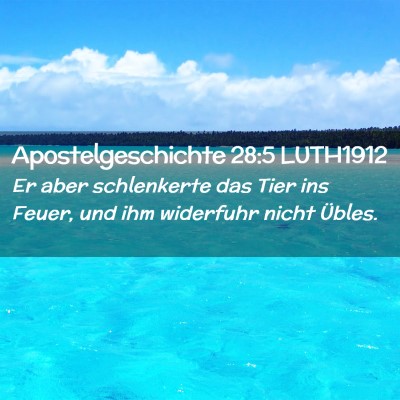 Picture 02 - Apostelgeschichte 28:5 LUTH1912 - Er aber schlenkerte das Tier ins Feuer, und ihm - Bible Verse Picture