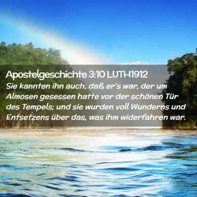 Picture 02 - Apostelgeschichte 3:10 LUTH1912 - Sie kannten ihn auch, daß er's war, der um - Bible Verse Picture