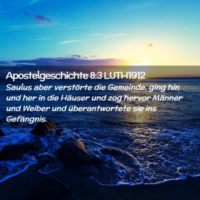 Picture 02 - Apostelgeschichte 8:3 LUTH1912 - Saulus aber verstörte die Gemeinde, ging hin und - Bible Verse Picture