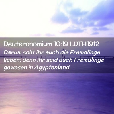 Picture 02 - Deuteronomium 10:19 LUTH1912 - Darum sollt ihr auch die Fremdlinge lieben; denn - Bible Verse Picture