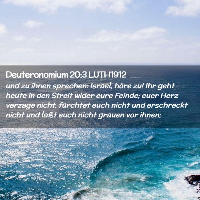 Picture 02 - Deuteronomium 20:3 LUTH1912 - und zu ihnen sprechen: Israel, höre zu! Ihr geht - Bible Verse Picture