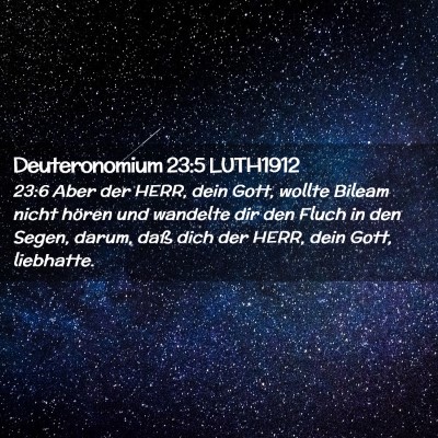 Picture 02 - Deuteronomium 23:5 LUTH1912 - 23:6 Aber der HERR, dein Gott, wollte Bileam - Bible Verse Picture