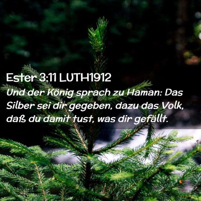 Picture 02 - Ester 3:11 LUTH1912 - Und der König sprach zu Haman: Das Silber sei - Bible Verse Picture