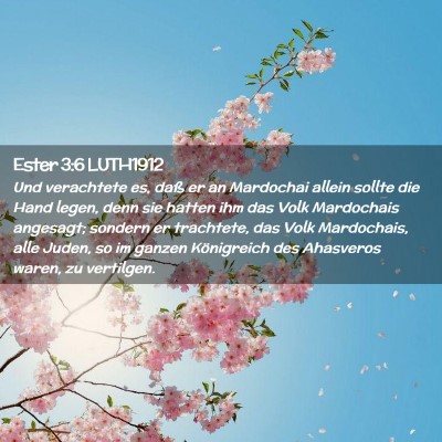 Picture 02 - Ester 3:6 LUTH1912 - Und verachtete es, daß er an Mardochai allein - Bible Verse Picture