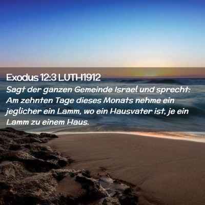 Picture 02 - Exodus 12:3 LUTH1912 - Sagt der ganzen Gemeinde Israel und sprecht: Am - Bible Verse Picture