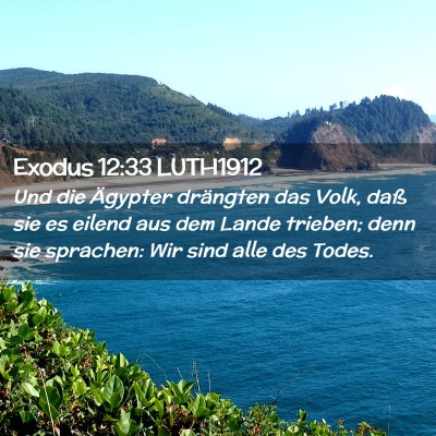 Picture 02 - Exodus 12:33 LUTH1912 - Und die Ägypter drängten das Volk, daß sie es - Bible Verse Picture