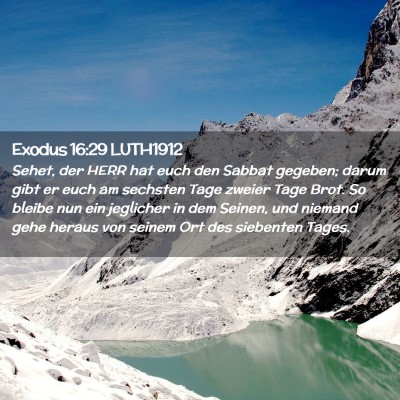 Picture 02 - Exodus 16:29 LUTH1912 - Sehet, der HERR hat euch den Sabbat gegeben; - Bible Verse Picture