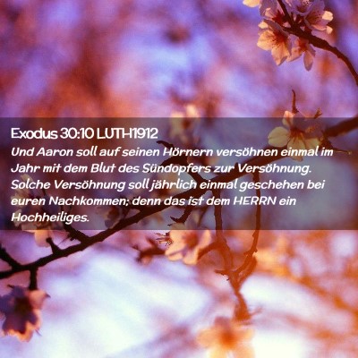 Picture 02 - Exodus 30:10 LUTH1912 - Und Aaron soll auf seinen Hörnern versöhnen - Bible Verse Picture