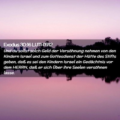 Picture 02 - Exodus 30:16 LUTH1912 - Und du sollst solch Geld der Versöhnung nehmen - Bible Verse Picture