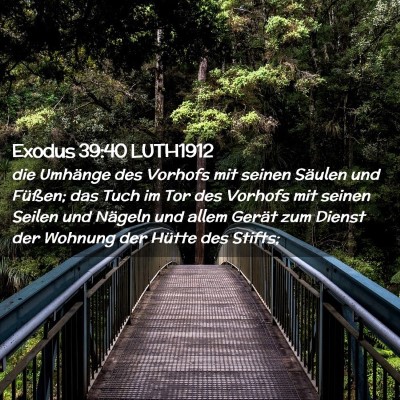 Picture 02 - Exodus 39:40 LUTH1912 - die Umhänge des Vorhofs mit seinen Säulen und - Bible Verse Picture