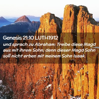 Picture 02 - Genesis 21:10 LUTH1912 - und sprach zu Abraham: Treibe diese Magd aus mit - Bible Verse Picture