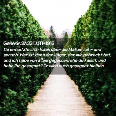 Picture 02 - Genesis 27:33 LUTH1912 - Da entsetzte sich Isaak über die Maßen sehr und - Bible Verse Picture