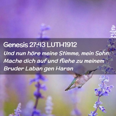 Picture 02 - Genesis 27:43 LUTH1912 - Und nun höre meine Stimme, mein Sohn: Mache dich - Bible Verse Picture
