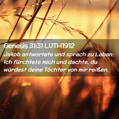Picture 02 - Genesis 31:31 LUTH1912 - Jakob antwortete und sprach zu Laban: Ich - Bible Verse Picture