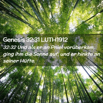 Picture 02 - Genesis 32:31 LUTH1912 - 32:32 Und als er an Pniel vorüberkam, ging ihm - Bible Verse Picture