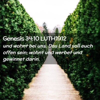 Picture 02 - Genesis 34:10 LUTH1912 - und wohnt bei uns. Das Land soll euch offen sein; - Bible Verse Picture