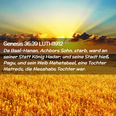Picture 02 - Genesis 36:39 LUTH1912 - Da Baal-Hanan, Achbors Sohn, starb, ward an - Bible Verse Picture