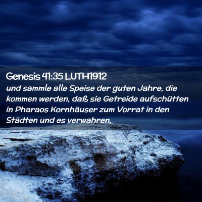 Picture 02 - Genesis 41:35 LUTH1912 - und sammle alle Speise der guten Jahre, die - Bible Verse Picture