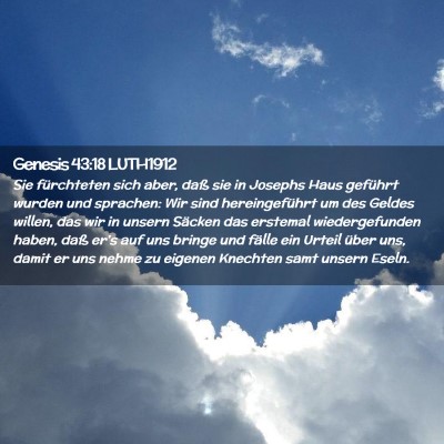 Picture 02 - Genesis 43:18 LUTH1912 - Sie fürchteten sich aber, daß sie in Josephs - Bible Verse Picture