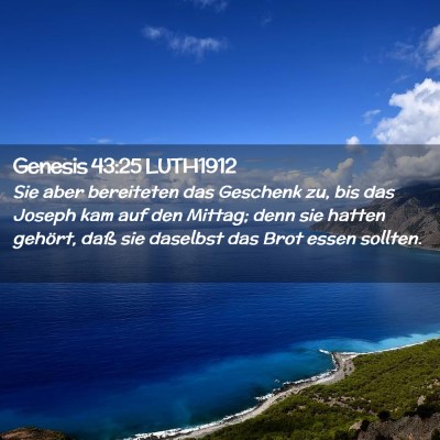 Picture 02 - Genesis 43:25 LUTH1912 - Sie aber bereiteten das Geschenk zu, bis das - Bible Verse Picture
