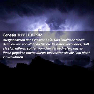 Picture 02 - Genesis 47:22 LUTH1912 - Ausgenommen der Priester Feld. Das kaufte er - Bible Verse Picture