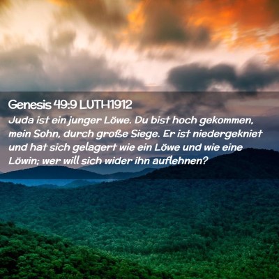 Picture 02 - Genesis 49:9 LUTH1912 - Juda ist ein junger Löwe. Du bist hoch gekommen, - Bible Verse Picture