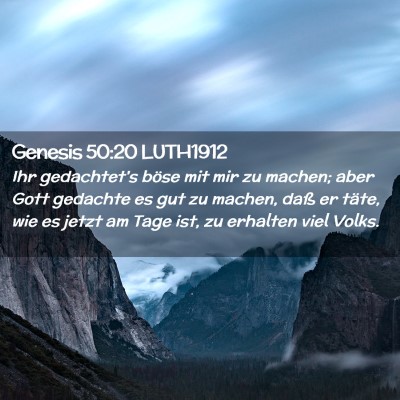 Picture 02 - Genesis 50:20 LUTH1912 - Ihr gedachtet's böse mit mir zu machen; aber - Bible Verse Picture