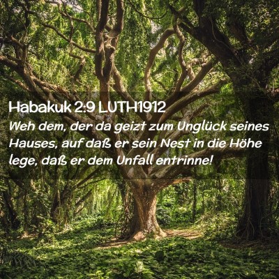 Picture 02 - Habakuk 2:9 LUTH1912 - Weh dem, der da geizt zum Unglück seines Hauses, - Bible Verse Picture