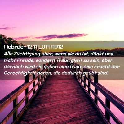 Picture 02 - Hebräer 12:11 LUTH1912 - Alle Züchtigung aber, wenn sie da ist, dünkt - Bible Verse Picture
