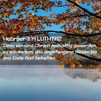 Picture 02 - Hebräer 3:14 LUTH1912 - Denn wir sind Christi teilhaftig geworden, so wir - Bible Verse Picture