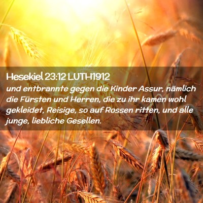 Picture 02 - Hesekiel 23:12 LUTH1912 - und entbrannte gegen die Kinder Assur, nämlich - Bible Verse Picture