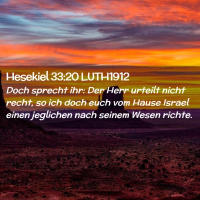 Picture 02 - Hesekiel 33:20 LUTH1912 - Doch sprecht ihr: Der Herr urteilt nicht recht, - Bible Verse Picture