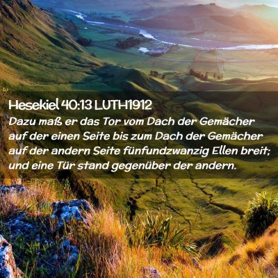 Picture 02 - Hesekiel 40:13 LUTH1912 - Dazu maß er das Tor vom Dach der Gemächer auf - Bible Verse Picture