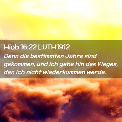 Picture 02 - Hiob 16:22 LUTH1912 - Denn die bestimmten Jahre sind gekommen, und ich - Bible Verse Picture