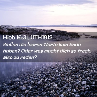 Picture 02 - Hiob 16:3 LUTH1912 - Wollen die leeren Worte kein Ende haben? Oder was - Bible Verse Picture
